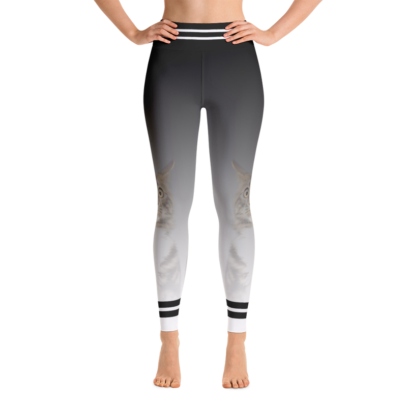 Kitty Cat Yoga Leggings/ Black and white Yoga pants